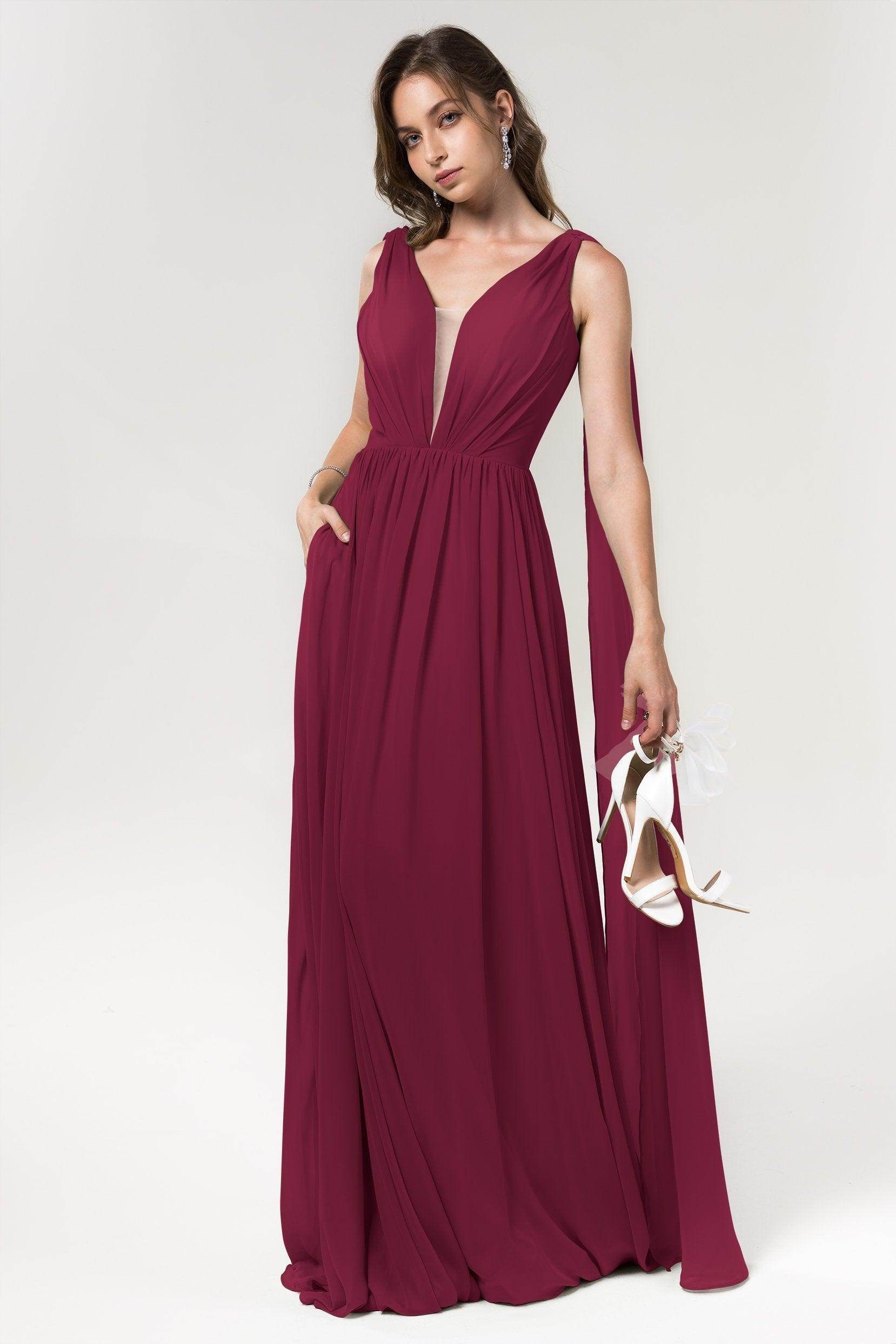 A-Line Floor Length Chiffon Bridesmaid Dress Formal Dresses CB0565 - COCOMELODY